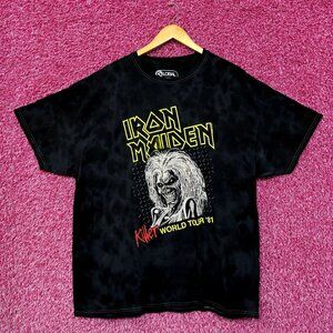 Iron Maiden Killer World Tour 81 Oversized Heavy Metal Tie Dye L